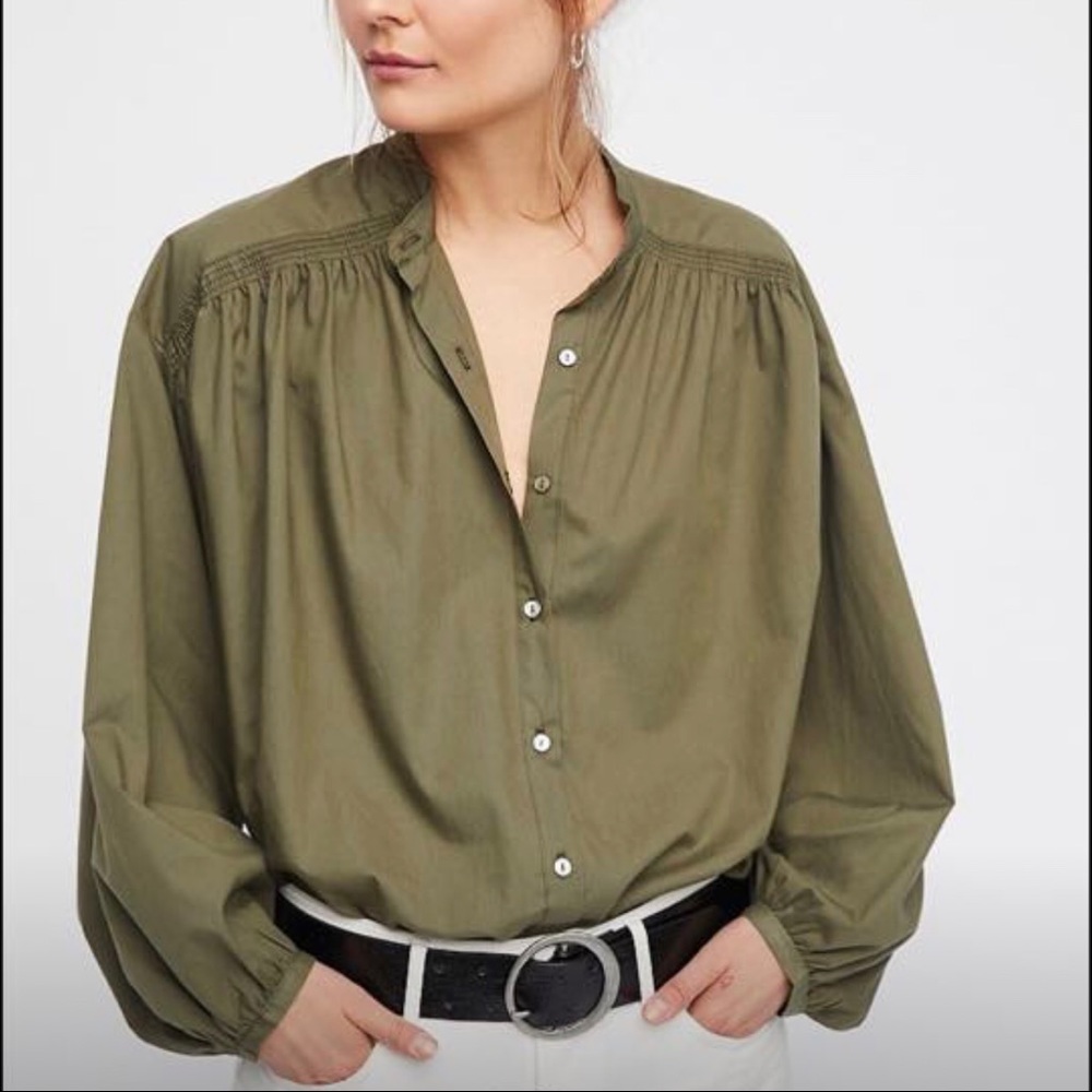 Free People Steady Rockin Sleeved Tunic in Olive